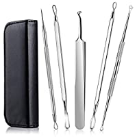 Extractor Limpiador Juego de 5Pcs Kit- Raniaco Blackhead Remover para Acné Punto Negro Comedones Espinillas Extractor…